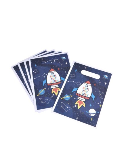 set de 6 sacs a bonbons en papier h23cm espace