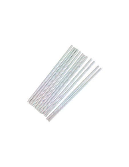 set de 12 pailles en carton h20cm impression holographique sirene