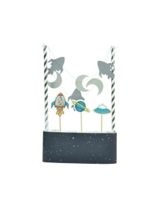 decoration de gateau d'anniversaire+ 3 figurines espace