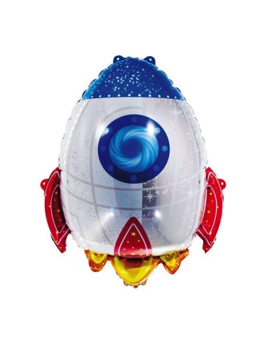 ballon fusee metallise avec paille h54,5cm espace