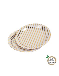 set de 6 assiettes en carton d18,5cm gold pattern sans film plastique
