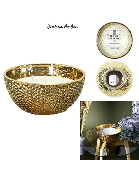 bo5486 - bougie parfumee martelee doree 5 meches d21cm m4