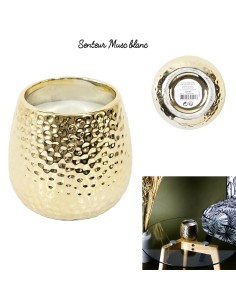 bo5487 - bougie parfumee martelee doree h9cm m12