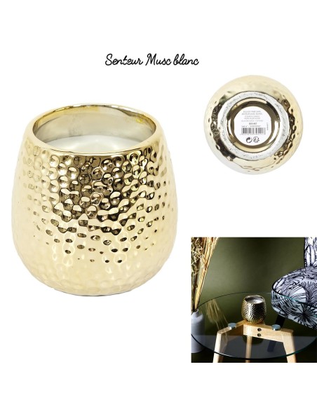 bo5487 - bougie parfumee martelee doree h9cm m12