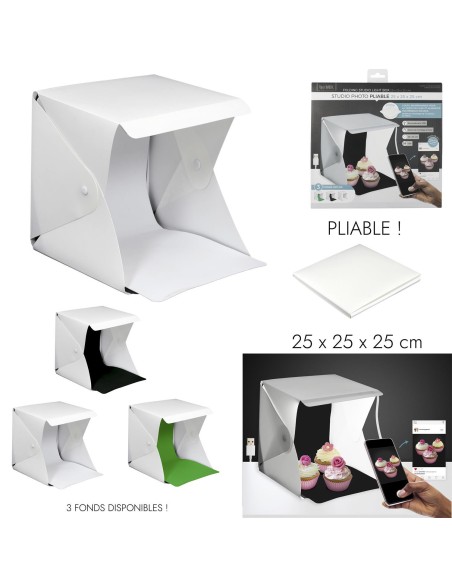 boite a lumiere studio pliable 25x25x25cm m12