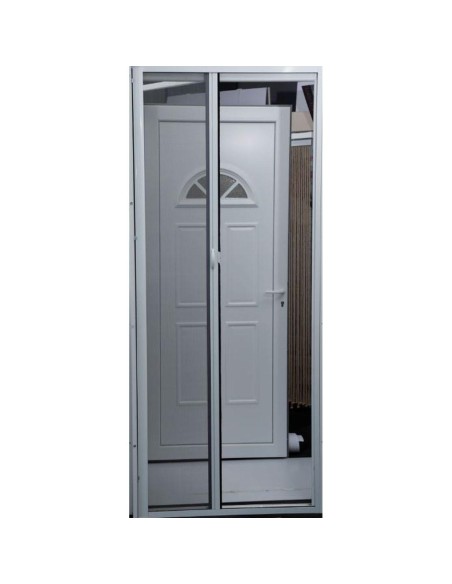 859693 - moustiquaire enroulable laterale 140x230 cm - blanc/toile grise