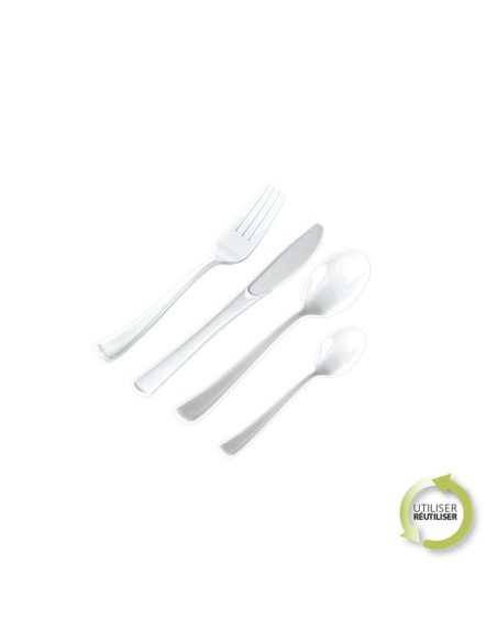 menagere 6 fourchettes + 6 couteaux + 6 cuilleres + 6 petites cuilleres ps blanc