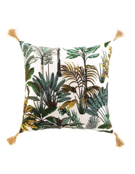 coussin dehous. compr. pompons 50 x 50 cm coton imprime balinesia des. place