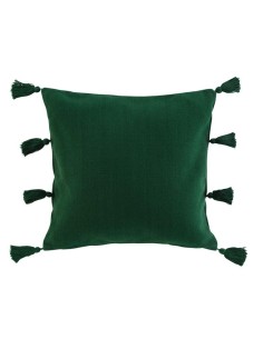 coussin dehous. compr. pompons 45 x 45 cm coton uni tasselina vert