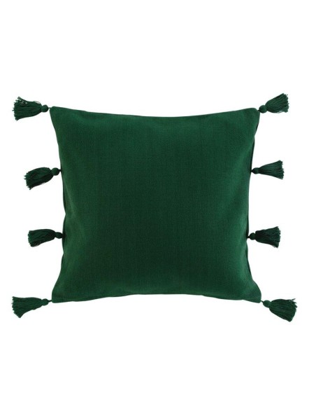 coussin dehous. compr. pompons 45 x 45 cm coton uni tasselina vert