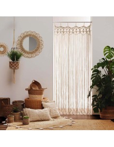 rideau a passants 90 x 200 cm coton+top macrame macralina