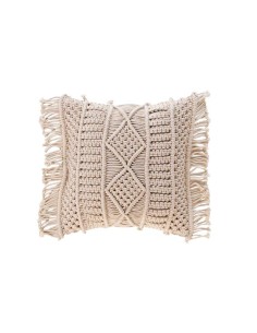 coussin dehous. compr. franges 40 x 40 cm coton macrame macralina