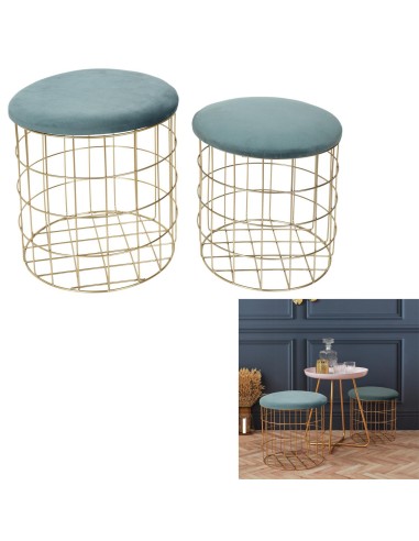 pouf gigogne velours vert pm