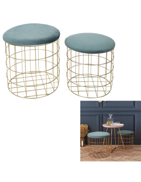 pouf gigogne velours vert pm